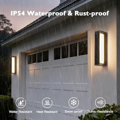 PAKEDANDUN Solar Exterior Lighting Fixtures, 20.5" Waterproof Front Porch Light, 3000K LED Outdoor Sconce Lights, Modern Outdoor Wall Sconces, Extra Large Wall Lantern for House Garage Doorway Patio - Thumbnail 3