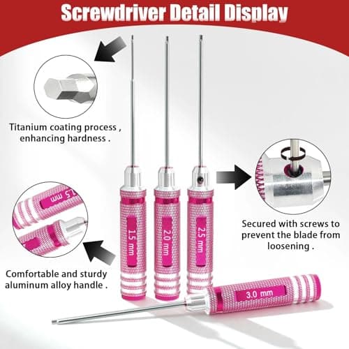 RC Hex Driver Set 1.5mm 2.0mm 2.5mm 3.0mm, Precision RC Screwdriver Tool Kit for SCX24 TRX4M TRX4 SCX10 Axial Traxxas ARRMA RC Crawler Cars - Thumbnail 5