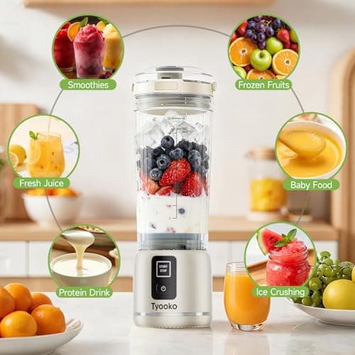 Portable Blender for Smoothies and Shakes, 18oz Rechargeable Electric Personal Juicer Cup with Dual Mode, 6 Sharp Blade Drink Mixer Bottle with Leakproof-Lid & Sip Spout for Kitchen/Travel/Gym (White) - Thumbnail 3