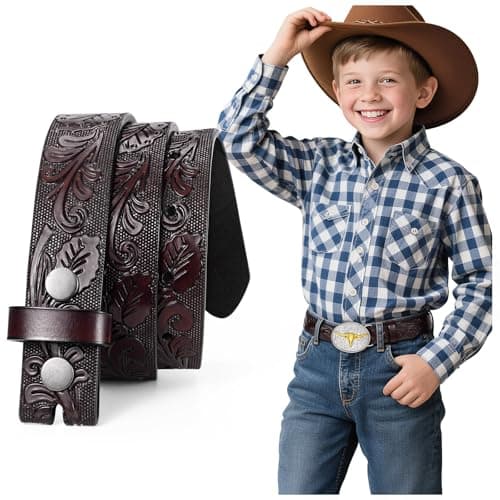 BELTROAD Western Belt Strap for Kids Boys Girls Toddler Genuine Leather Belt Cowgirl Cowboy Kids Western Belts for Jeans Gift
