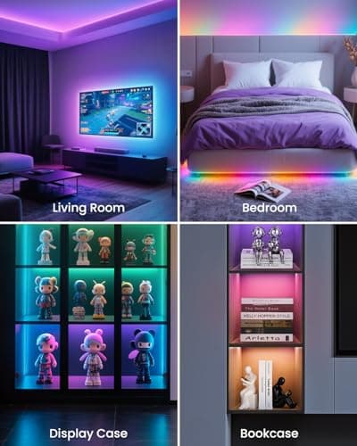 9.84ft RGB+IC LED Lights for 32-43 Inch TV, Backlight Strip Behind TV with Music Sync, Bluetooth APP and Voice Control, 44 Scene Modes, for Ambient Mood Lighting, Monitor Game, Bedroom, Living Room - Thumbnail 6