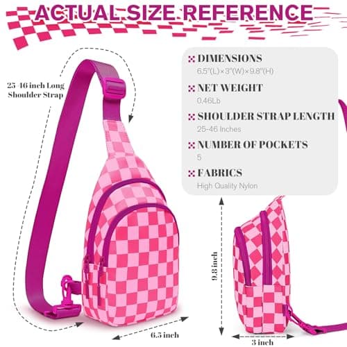 Checkered Women's Sling Bag - Stylish Small Backpack Crossbody Chest Bag & Fanny Pack Purse - Thumbnail 3