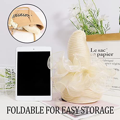 Bellady Women Foldable Organza Derby Hat Wide Brim Summer Beach Cap,Beige - Thumbnail 6