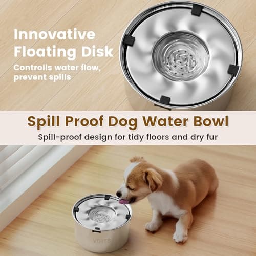 VDTEB Dog Water Bowl 1.5Gal Stainless Steel No Spill Water Bowl for Dogs, 5.6L Large Capacity Spill Proof Slow Drinking Dog Water Feeder with Anti-Slip for Medium Large Messy Drinkers - Thumbnail 3