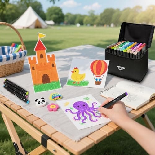 HEVEGRD 80 Colors Alcohol Markers Set, Dual Tips Blender Art Marker for Drawing Permanent Sketch Marker for adult coloring, Illustrations Alcohol Based Markers, Artist Pens - Thumbnail 5