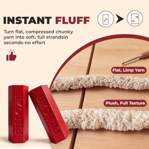 Pilloze Chunky Yarn Fluffer - Yarn Fluffing Tool for Crochet & Knitting Projects, Compact Portable Yarn Texture Enhancer for DIY Craft Enthusiasts, Red - Thumbnail 3