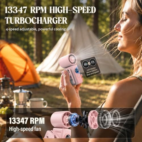 AeroVibes Portable Handheld & Clip-On Fan, 4 Speeds,Mini Fan - Thumbnail 3