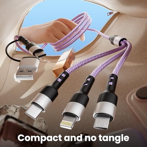 Travel Essentials, 3 in 2 Multi Charging Cable USB C Charger for iPhone 17, Multi Charger Cord with Type C/Lightning/Micro USB, Compatible for iPhone 17 to 11, Android, Galaxy, iPad, 2Pack-5 FT - Thumbnail 5