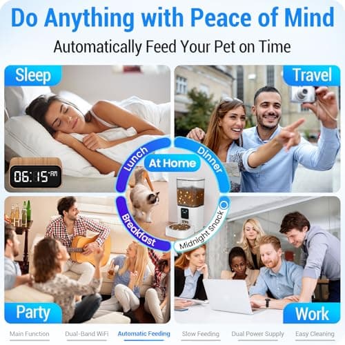 Automatic Cat Feeder with 5G WiFi: Automatic Dog Feeder with Slow Feed & Smart APP Control, 7L Timed Auto Cat Food Dispenser with Alexa for Pets, Detachable for Easy Cleaning - 29 Cups - Thumbnail 4