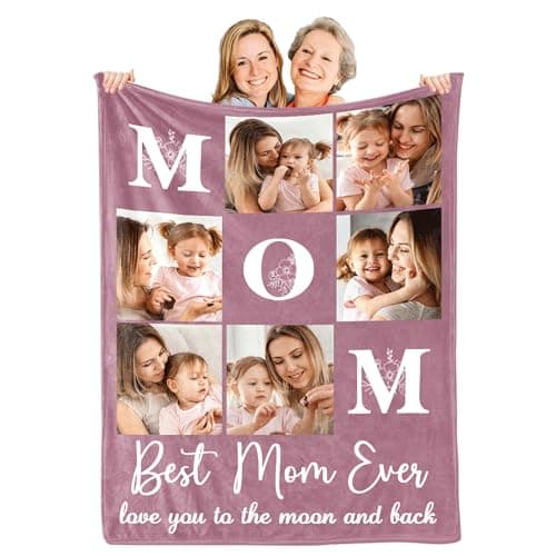 KUKULIKI Mothers Day Personalized Gifts for Mom, Custom Blanket with Name and Birth Month Flowers, Personalized Blankets for Adults, Customized Throw Blanket Birthday Gifts for Women (08-mom Blanket)