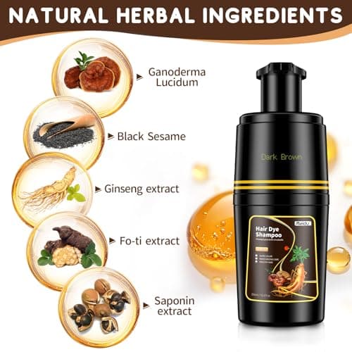 IIIMEIDU Dark Brown Hair dye Shampoo 3 in 1, Natural Hair Color Shampoo for Gray Hair, Shampoo Tinte Para el Cabello for Women and Men 100% Grey Hair Coverage, 350ml - Thumbnail 3
