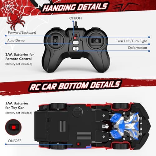 Remote Control Car with One Button Transformation, RC Cars Transforming into Robot, 2.4Ghz 360 Degree Rotation Police Car with Light, 1:18 Scale Transform Toys for Boys Girls Kids 4-7 8-12 6-8 - Thumbnail 5
