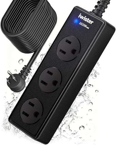 IPX6 Outdoor Power Strip Weatherproof, 3 Wide Multi Outlets, 1625W/13A High-Power for Multiple Uses, Built with 16AWG Indoor Extension Cord, Mountable Power Strip Suitable for Backyard Patio&Party Use - Image 1