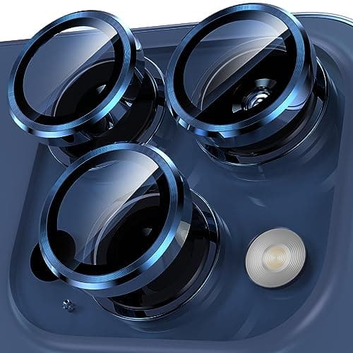YWXTW CameraLens Protector,[1 Step Installation Tray] Tempered Glass Screen Metal Individual Cover Accessories Case Friendly (Blue Titanium) (iPhone 15 Pro/15 Pro Max) - Image 1