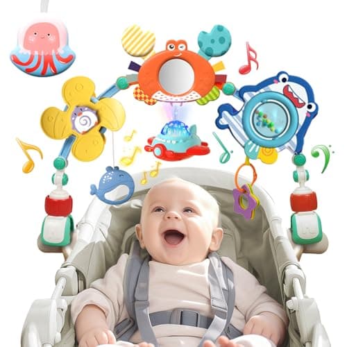 qesfir Musical Baby Stroller Arch, Travel Car Seat Toys, Baby Play Arch Crib Accessory, Mobile for Bassinet, Pram Activity Arch Bar for Babies Infants - Image 1