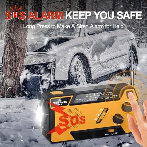 Hand Crank Emergency Radio 7400mWh (2000mAh) Solar Hand Crank Radio Built in 3 Charging Cables AM/FM/NOAA Weather Radio Battery Operated Hand Crank Charger for Emergency Supplies Survival Gear - Thumbnail 4