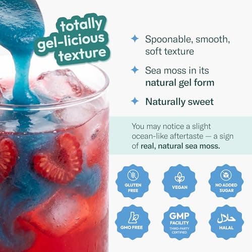 TrueSeaMoss Sea Moss Gel – Made in USA – Wildcrafted Seamoss, Fruits & Jarred Vegetables – Blue Spirulina, Pack of 1 (Labels May Vary) - Thumbnail 5
