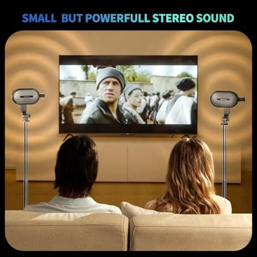 SOWO Wireless Dual Bluetooth Speakers Set, Adjustable Stands 2Pcs, High-Fidelity Stereo Sound, Smart Pairing Sync, Surround Sound with Portable Lightweight Case for Home, Travel, Party, Birthday - Thumbnail 4