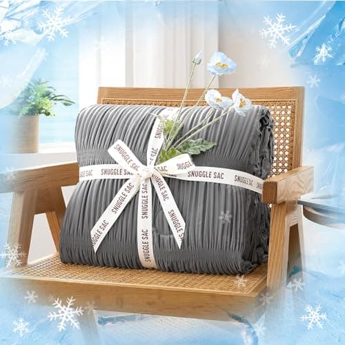Snuggle Sac Cooling Comforter Twin Size – Q-Max 0.43 Striped Cooling Blanket for Hot Sleepers &Night Sweats,Lightweight Breathable Summer Blanket,Dual-Sided Silk Smooth,68x90 Inches,Dark Grey - Thumbnail 5