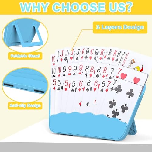 Tenyond Card Holders for Playing Cards - 4 Pack Playing Card Holder w/Foldable Stand for Stocking Stuffers, Travel Games, Seniors, Little Hand or Arthritis Hand, UNO, Poker, for Holidays Game Night - Thumbnail 4