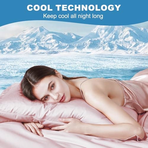 LOVSTOY Cooling Pillow Cases Set of 2, Standard Size Cool Pillowcases for Hair Skin and Hot Sleepers, Silky Summer Pillow Cover with Envelope Closure, Pinkish Purple, 20x26 inch - Thumbnail 2
