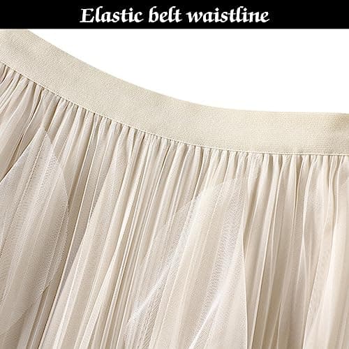 Women's Tulle Skirt A-Line Long Fairy Skirts Elastic Waist Layered Skirts Midi Skirts for Formal Party - Thumbnail 5