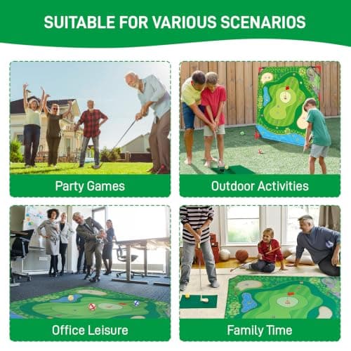 Golf Chipping Game with Stand, Upgrade 54"x 54" Golf Hitting Mat and Practice Set with Sticky Balls Perfect for Backyard Indoor Outdoor Family Battle Game, Christmas Ideal Gifts for Kids Adults (A) - Thumbnail 6