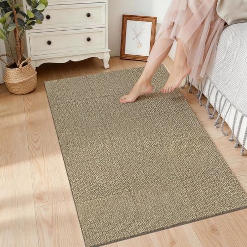 MatMaven Kitchen Rugs, 12"x12" Super Absorbent and DIY Square Kitchen Mats, 6 Picecs Soft Kitchen Floor Mat,Non Slip Machine Washable Rug for Bedroom,Office,Sink,Laundry,Carpet Mats,Beige - Thumbnail 6