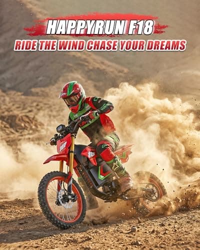 HAPPYRUN F18 6000W Peak Electric Dirt Bike 46 mph Max Speed Off-Road Motorcycle 60V 30AH Removable Battery 60 Miles Range Dual Hydraulic Brakes Adult E Moto for Trail Riding - Thumbnail 6