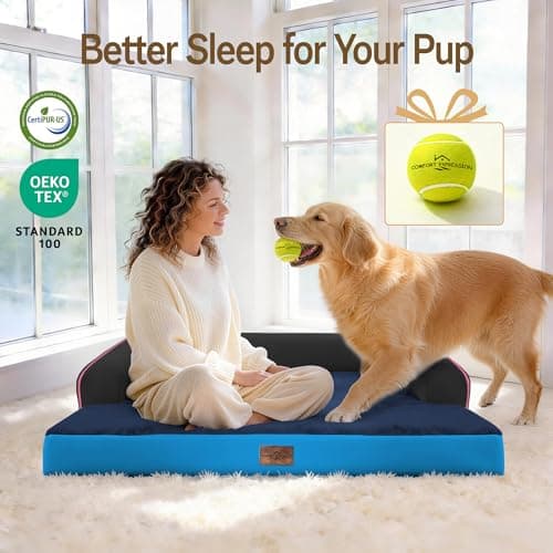 Comfort Expression Memory Foam Large Dog Bed Washable - Waterproof Orthopedic Dog Beds Pet Couch Memory Foam Sofa Bolster with Removable Cover - 36 x 27 - Thumbnail 6