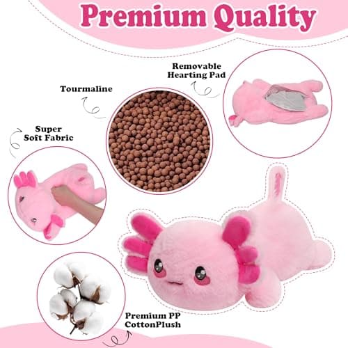 Weighted Heated Axolotl Stuffed Animals – 2.2 Pounds Weighted Microwave Axolotl Plush with Cute Heating Pad Animal of Unscented Warmth Pillow for Period Women Girl Kids Adult Birthday Gift 16 Inch - Thumbnail 6