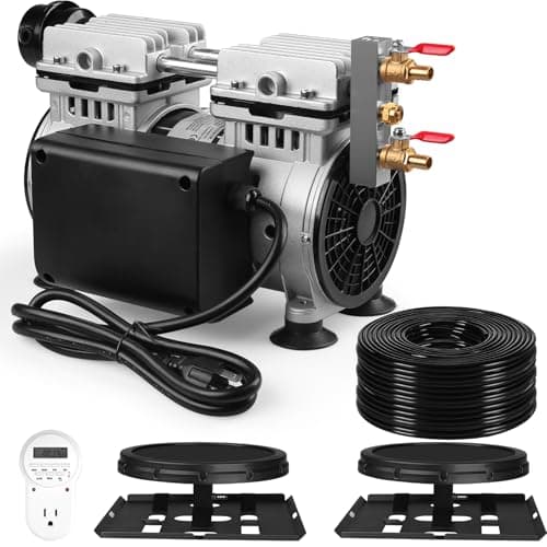 Pond Aerator, Ponds & Lake Aeration System, 5.76CFM for Up to 3 Acre, Includes 3/4 HP Compressor, 100' Weighted Tubing, 2 Diffusers for Outdoor Large Pond & Lake Aerator Pumps Water Oxygen Circulation