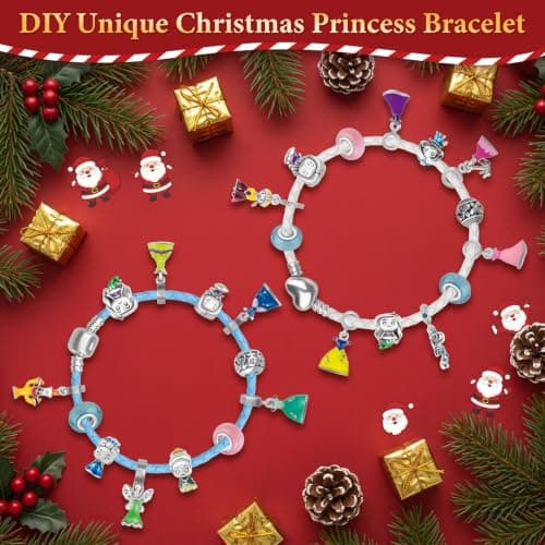 Princess Advent Calendar 2026 Teen Girls, 24 Days of Christmas Countdown Calendar with 2 DIY Bracelets and 22 Charms, 6-18 Year Old Girl Christmas Gift Ideas - Thumbnail 4