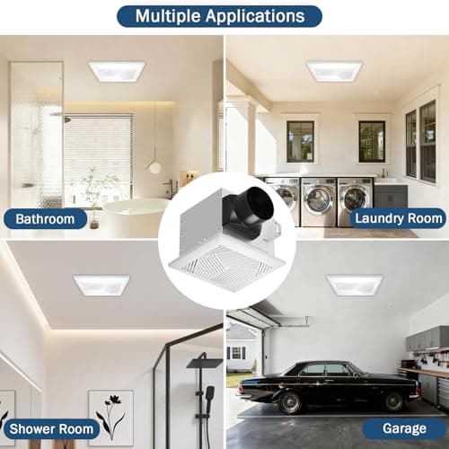 NOVELUX Bathroom Exhaust Fan: 88 CFM Quiet 1.2 Sones Ceiling Mount Bathroom Vent Fan 7.5"x7.8" High Airflow Household Ventilation Fans for Bedroom Laundry Kitchen - UL & HVI Certified - Thumbnail 5