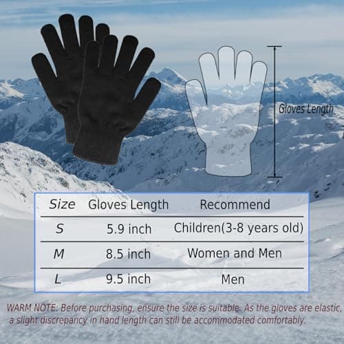 SILEDGN 6 Pairs Winter Gloves for Women Men's Warm Knit Gloves for Clod Weather Thermal Stretchy Thin Magic Glove for Driving Running Hiking, Black - Thumbnail 2