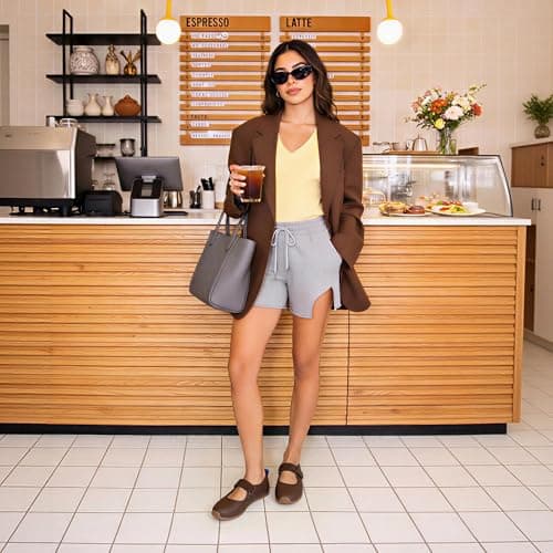 VIUGJNEX Chocolate Brown Tennis Shoes for Women Fashion Sneakers Mary Jane Shoes Lightweight Slip-On Ballet Flats Size 10 - Thumbnail 6