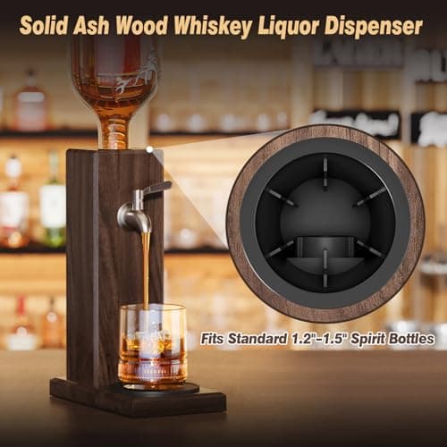 Ash Wood Whiskey Liquor Dispenser for Home Bar,Leakproof Alcohol Dispenser for Bourbon/Scotch,Includes Liquor Bottle Pour Spouts,Ideal Whiskey Gifts for Men (Father's Day,Birthday) Man Cave - Thumbnail 3