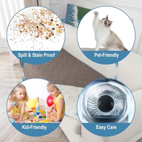 Genina 100% Waterproof Loveseat Couch Cover for 2 Cushion Couch Covers for Dogs, Anti-Slip Sectional Sofa Covers Washable Sofa Covers for Pets, 1 Piece (Coffee, Loveseat) - Thumbnail 4