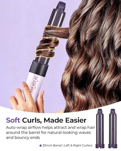 Funflow 6-in-1 Hair Dryer Brush with Premium Aluminum Body, 110,000 RPM High-Speed Air Styler with Auto-Wrap Curlers, 200 Million Negative Ions, for Drying, Curling, Smoothing & Volumizing - Thumbnail 4