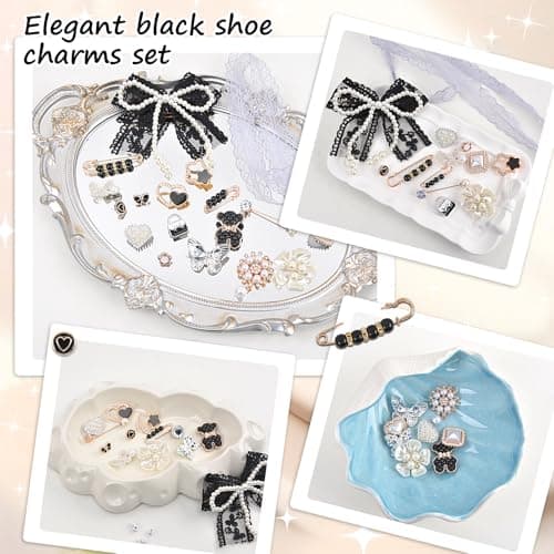 yuboo 246 Pcs Black Shoe Charms for Sneaker, Letter Shoelace Junk Socks Charm Shoe Charms Kit, DIY Brooches and Pins for Girls Back to School Gifts Jewelry Stylish Shoe Decoration Accessories - Thumbnail 6
