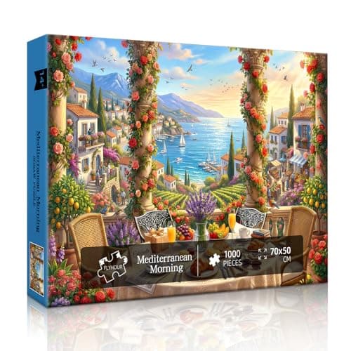 Mediterranean Morning Puzzles for Adults 1000 Pieces,Challenging Jigsaw Puzzles for Adults,Difficult Impossible Puzzle for Family Game Night,Recycled Paper Jigsaw Puzzle,Gifts for Boys Girls - Thumbnail 4