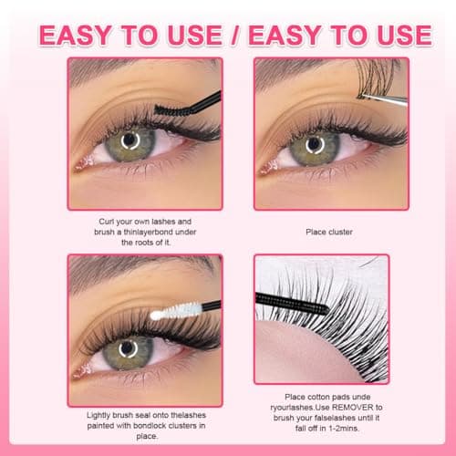 Lash Clusters Kit 3D Eyelash Clusters 10-16MM Volume D Curl Cluster Eyelash Extensions Wispy Individual Lash Extensions Kit Anime Lashes Clusters Easy to Apply 120Pcs - Thumbnail 4