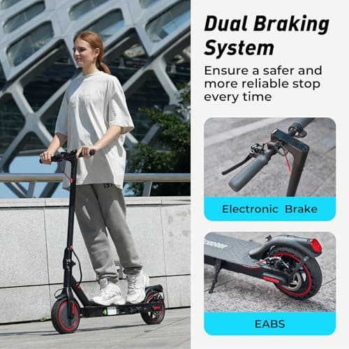 iScooter Electric Scooter 2025, 18Miles Max Range, 19 Mph Top Speed, Foldable Scooter Electric with 8.5‘’ Solid Tire, Smart APP, Double Braking Systems for Adults, Teenage - i9 - Thumbnail 3