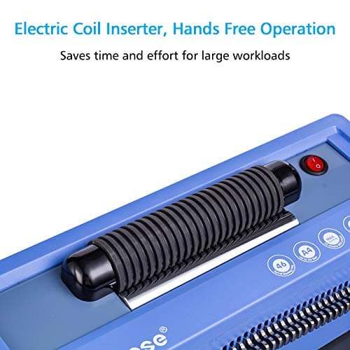 TIANSE Spiral Coil Binding Machine, Manual Book Maker Punch Binder with Electric Coil Inserter, Disengaging pins, Adjustable Side Margin, Comes with 100pcs 5/16'' Plastic Coil Binding Spines & Plier - Thumbnail 2