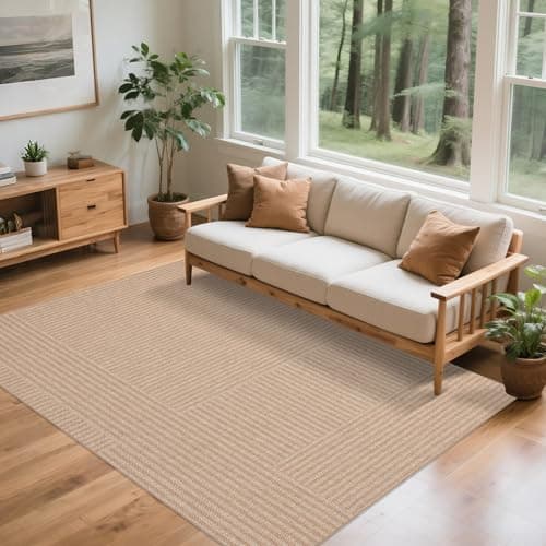 Arvenchy Easy Jute Rug 8x10: Indoor Outdoor Natural Boho Area Rugs for Living Room Patio Washable - Farmhouse Neutral Contemporary Large Carpet for Bedroom Dining Room Backyard Office Non Slip - Thumbnail 5