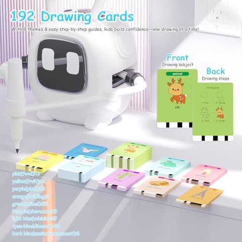 Drawing Robot for Kids: Interactive Educational Toy - Auto Drawing Machine with 192 Cards & 10 Pens - Montessori Learning Gifts for 3-8 Year Old Boys Girls - Thumbnail 4