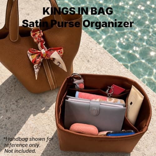 KINGS IN BAG Satin Purse Organizer for Picotin 18, Gold - Thumbnail 2