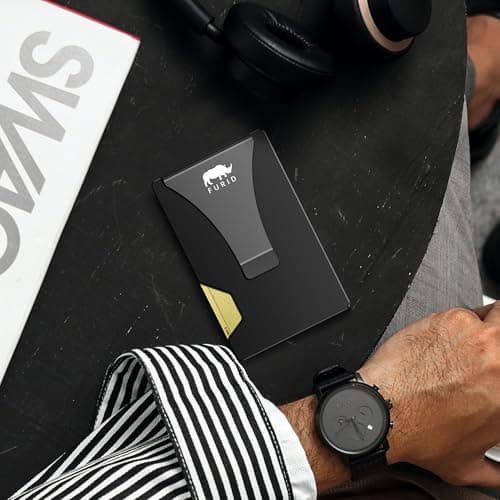 furid Minimalist Card Wallet for Men Slim: Rfid Metal Wallet with Money Clip Credit Card Holder - Gift for Man Husband at Brithday Stocking Stuffers - Thumbnail 5