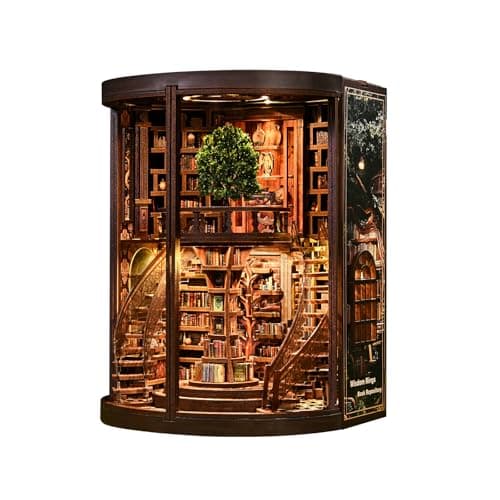 Soothee DIY Book Nook Kit with LED Lights | 3D Puzzles for Adults & Teens, Miniatures and Model Building Kits for Bookshelf Decor, Relaxing & Unique Gift for Craft Lovers | Wisdom Library - Image 1
