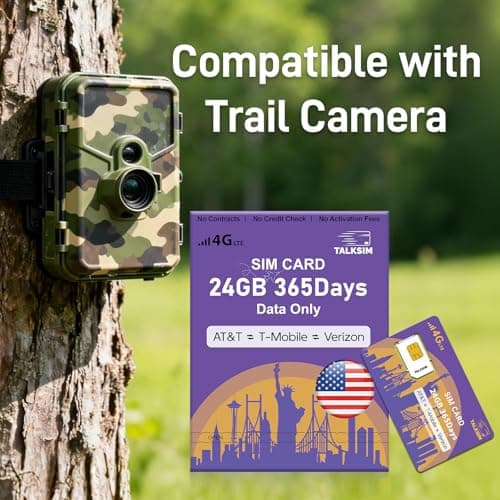 TALKSIM Data SIM Card 24GB 365Days Compatible with Verizon, AT&T and T-Mobile, 4G LTE USA Data Only SIM Card Compatible with Unlocked Security Camera/Router/Mobile WiFi Hotspot/Tablet/Trail Devices - Thumbnail 5